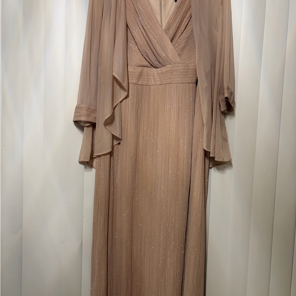 R&M Richards Shimmering Tan Maxi Dress